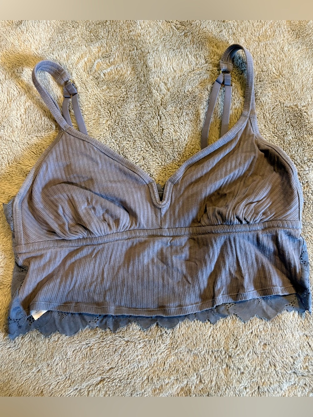 aerie Scalloped Lace-Trim Bralette in Light Blue